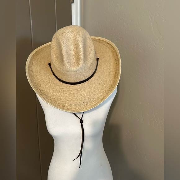 Stetson Cowboy Hat Large Bryce Mexican Palm Straw Natural Strap Ranch Western - Picture 1 of 8